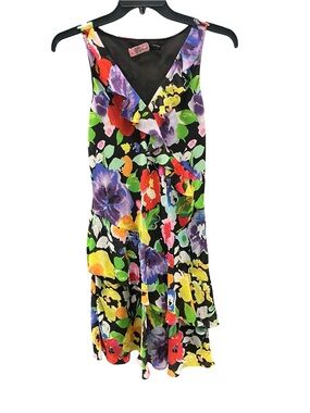 Lauren Ralph Lauren Floral Chiffon Dress. Multicolor Midi Dress Size 6